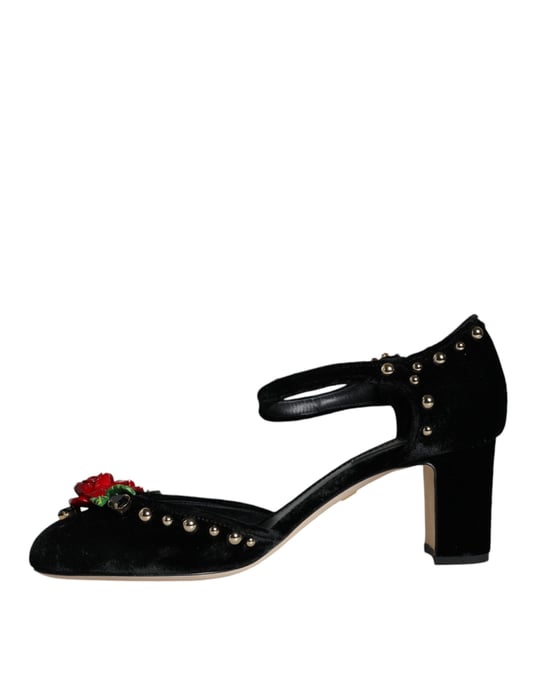 Rose Pumps Velvet Heels Block Heel - Image 5