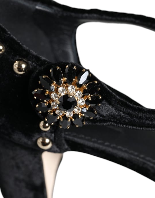 Rose Pumps Velvet Heels Block Heel - Image 6