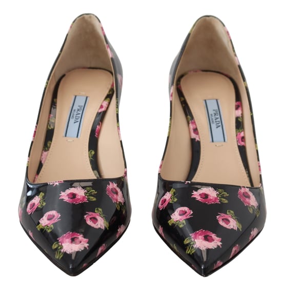 Florale Patenten Leren Hakken Met Print - Image 6