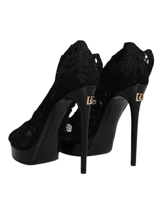 Lace Platform Pumps Zwarte Kanten Hakken - Image 5