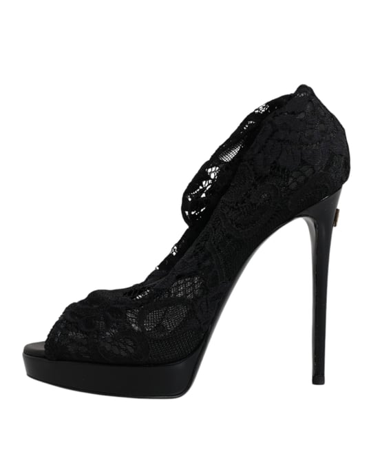 Lace Platform Pumps Zwarte Kanten Hakken - Image 6