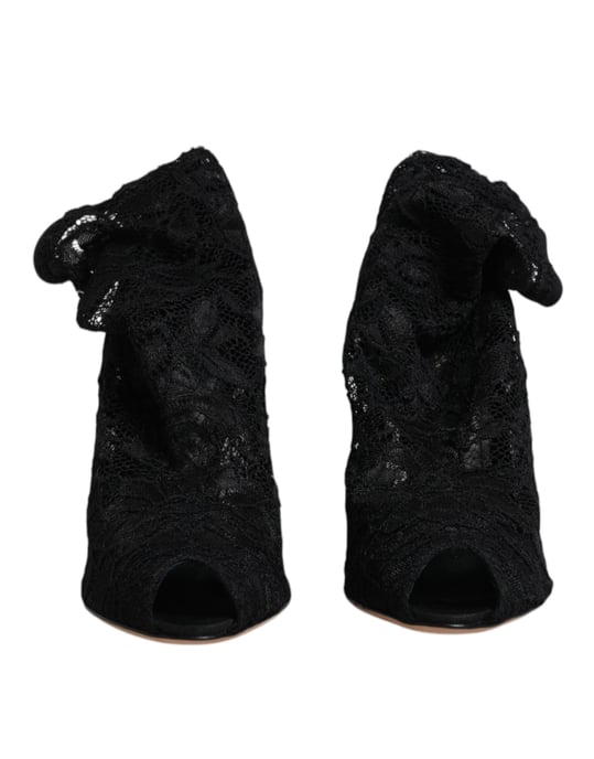 Lace Peep Toe Pumps Zwarte Stijl - Image 2
