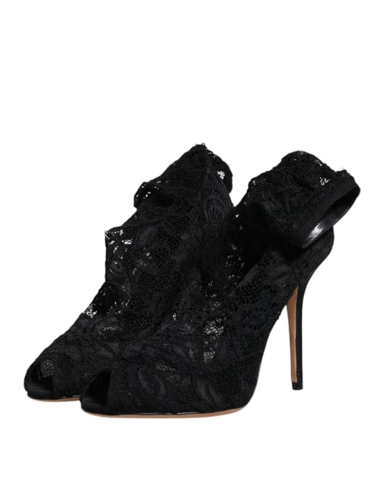 Lace Peep Toe Pumps Zwarte Stijl - Image 4