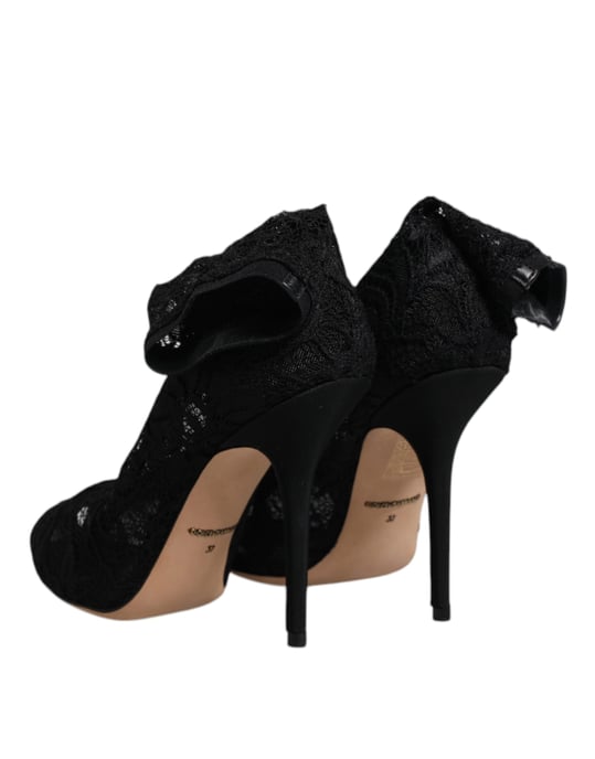Lace Peep Toe Pumps Zwarte Stijl - Image 5