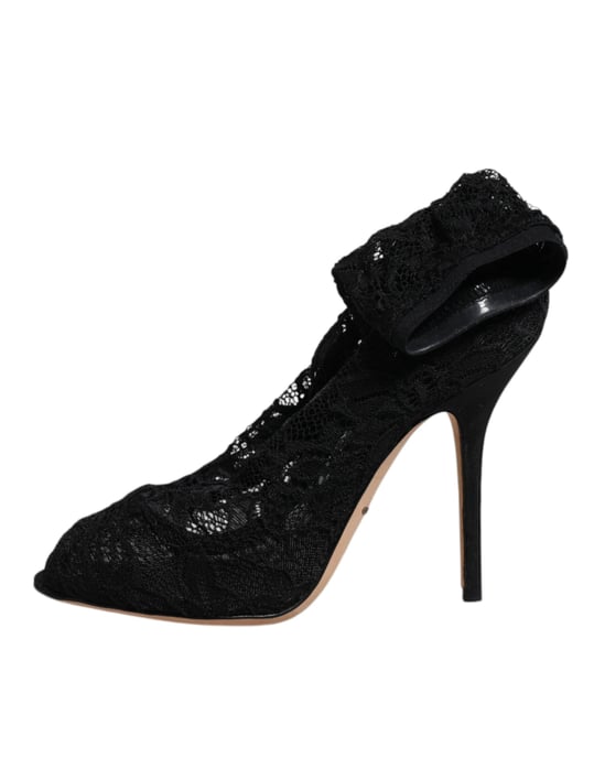 Lace Peep Toe Pumps Zwarte Stijl - Image 6