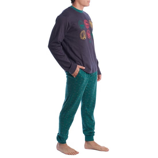 Herren-Schlafanzug mit langen Ärmeln aus Baumwolle KLP4 - Image 3