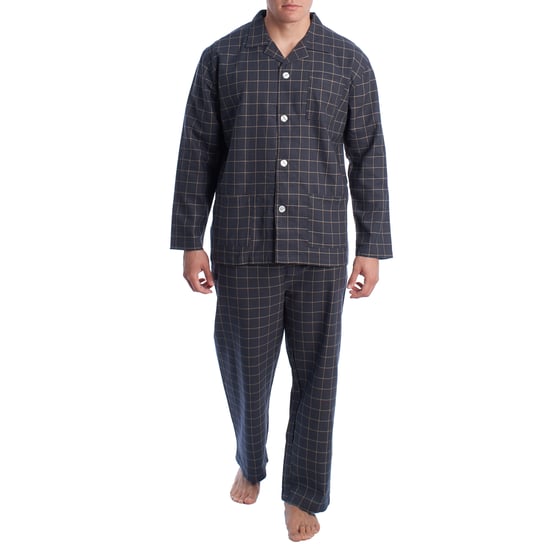 Herren-Schlafanzug aus Baumwolle mit Langarmshirt KLP7 - Image 1
