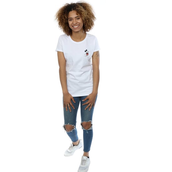Disney Womens/Ladies Mickey Mouse Kickin Retro Chest Cotton T-Shirt (White) - Image 4