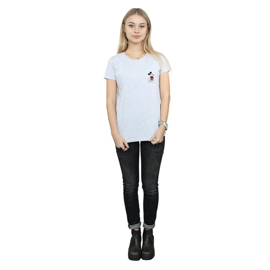 Disney Womens/Ladies Mickey Mouse Kickin Retro Chest Cotton T-Shirt (Sports Grey) - Image 4
