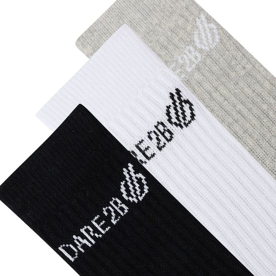 Dare 2B Unisex Volwassen Bemanningsleden Sokken (Pakket van 3) (Zwart/Wit/Grijs Marl) - Image 2