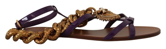 Dolce & Gabbana Damers Lila Läder Devotion Sandaler - Image 6