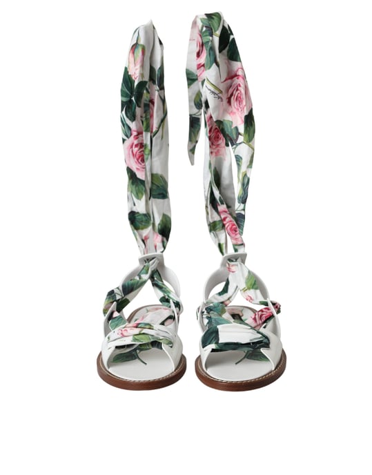 Rozenprint Platte Sandalen Leer Casual Stijl - Image 2