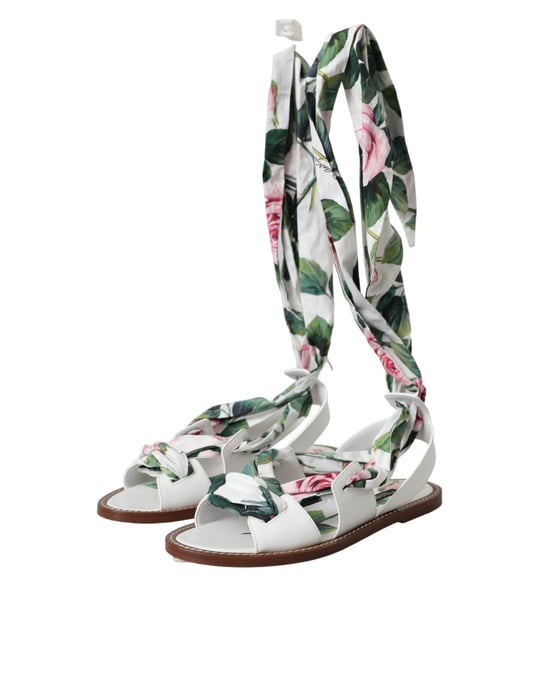 Rozenprint Platte Sandalen Leer Casual Stijl - Image 3