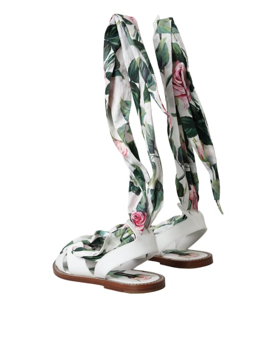 Rozenprint Platte Sandalen Leer Casual Stijl - Image 4