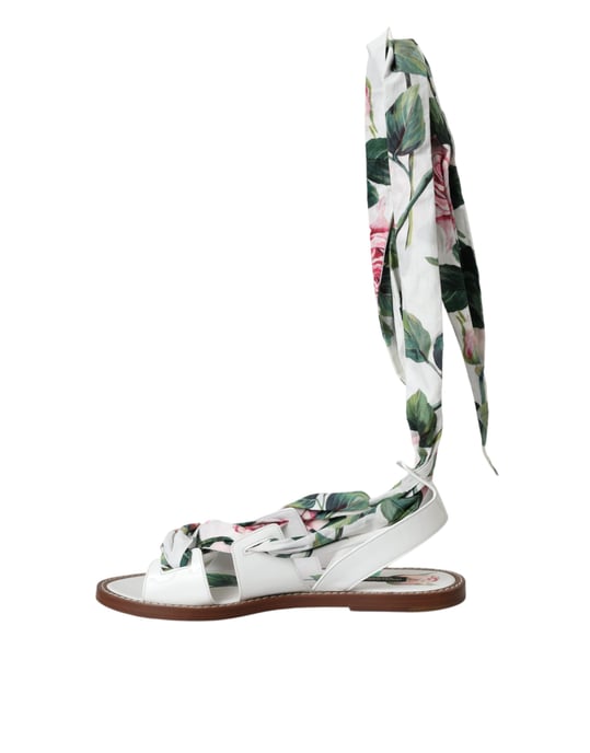 Rozenprint Platte Sandalen Leer Casual Stijl - Image 5