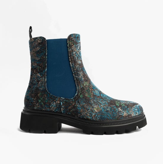 Heavenly Feet Zeta Meadow Velour Womens Chelsea Boots Blue Velour - Image 1