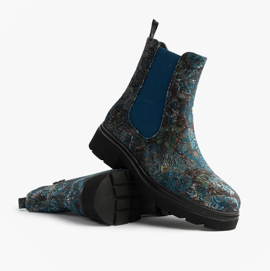 Heavenly Feet Zeta Meadow Velour Womens Chelsea Boots Blue Velour - Image 2