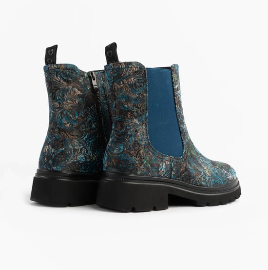 Heavenly Feet Zeta Meadow Velour Womens Chelsea Boots Blue Velour - Image 5