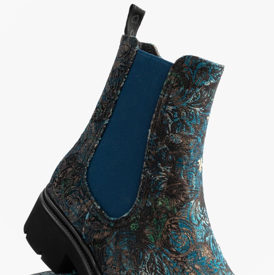 Heavenly Feet Zeta Meadow Velour Womens Chelsea Boots Blue Velour - Image 6