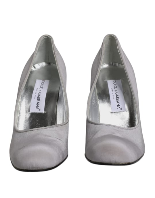 Gray Satin Pumps Heels - Image 2