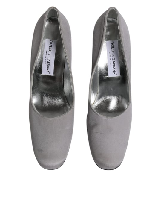 Gray Satin Pumps Heels - Image 3