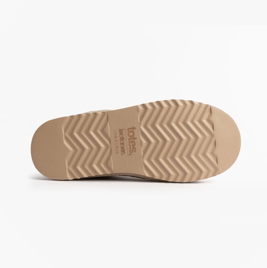 Totes Isotoner Borg Boot With Cuff Detail Womens Boot Slippers Cream - Image 3