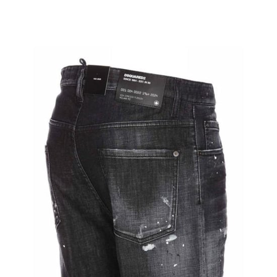 Dsquared2 642 Denim Paint Splash Zwarte Denim Broek Heren - Image 4