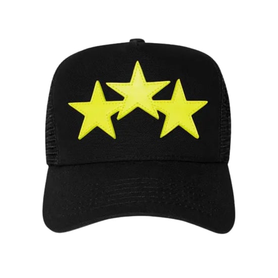 Amiri Three Star Trucker Hat Black Lime - Image 1