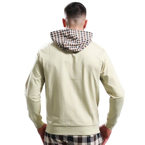 Aquascutum Active Fz Club Check Hood Beige Hoodie Met Rits - Image 2
