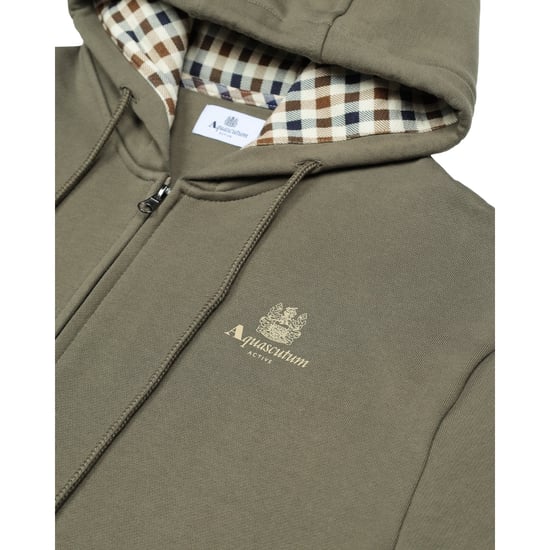 Aquascutum Active Small Logo Full Zip Up Army Green Hoodie - Image 5