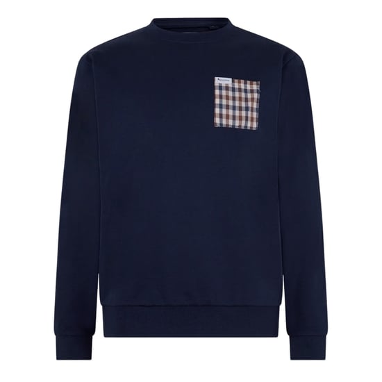 Aquascutum Active Macro Iconic Pocket Crewneck Marineblauwe Sweatshirt - Image 1