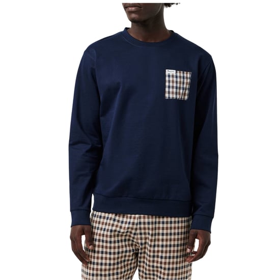 Aquascutum Active Macro Iconic Pocket Crewneck Marineblauwe Sweatshirt - Image 3
