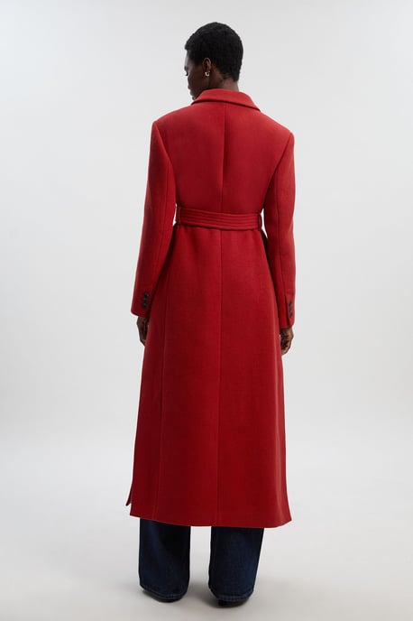 Wool Double Breasted Belted Tailored Maxi Coat - Image 4