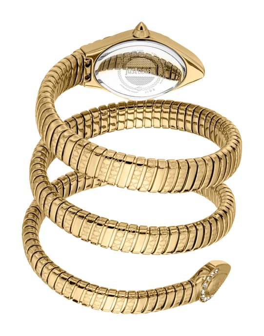 Just Cavalli Snake Watch, Gold Color Case, Dark Green Dial, Gold ColorStainless Steel Bracelet - Image 2