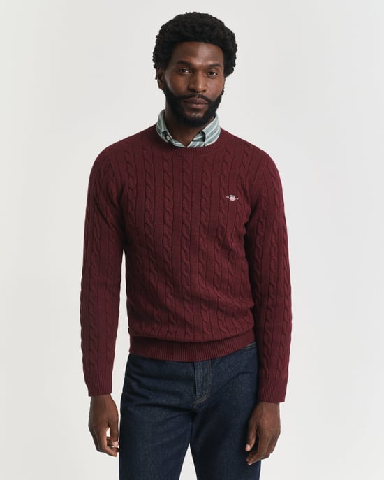 Crew Neck Jumper in Dark Red - Image 1