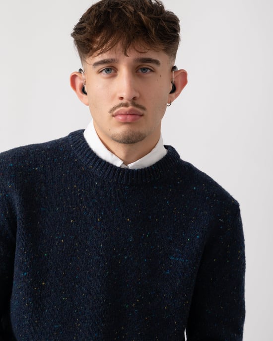 Crew Neck Jumper in Dark Blue - Image 5