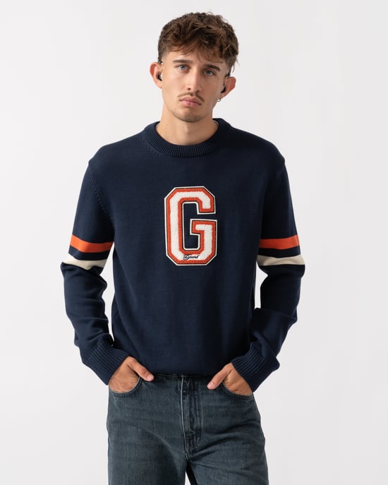 Crew Neck Jumper in Dark Blue - Image 1