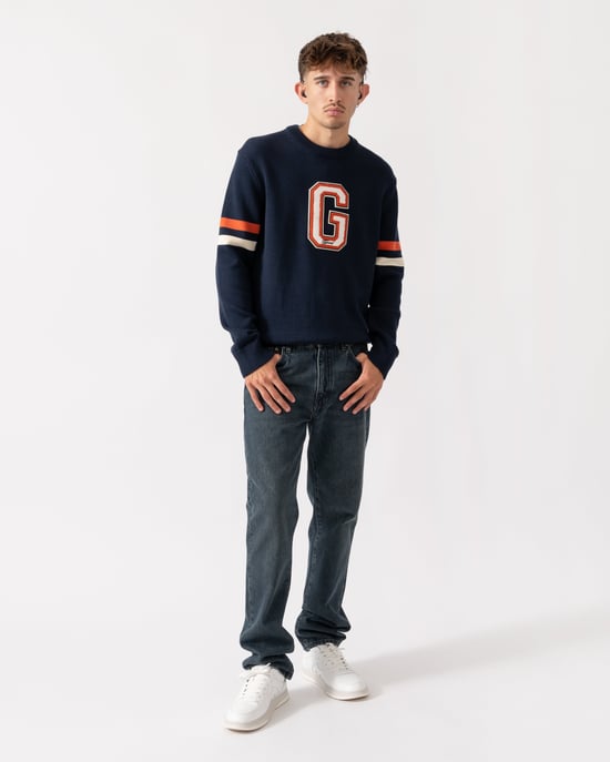 Crew Neck Jumper in Dark Blue - Image 3