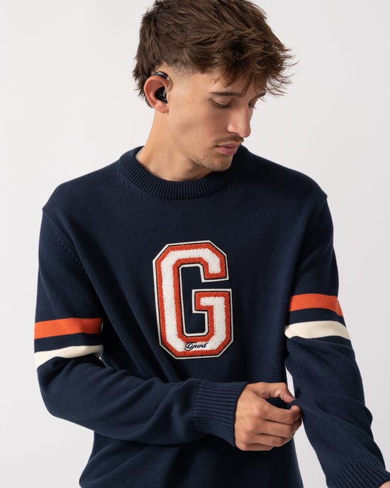 Crew Neck Jumper in Dark Blue - Image 4