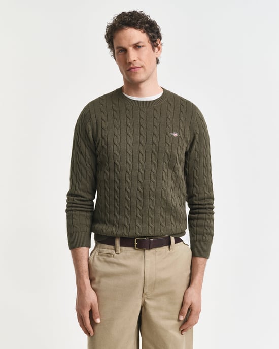 Crew Neck Jumper in Dark Green - Image 1