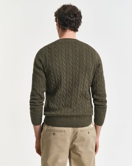 Crew Neck Jumper in Dark Green - Image 2
