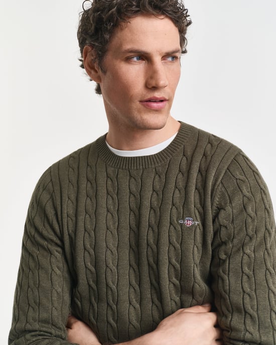 Crew Neck Jumper in Dark Green - Image 3