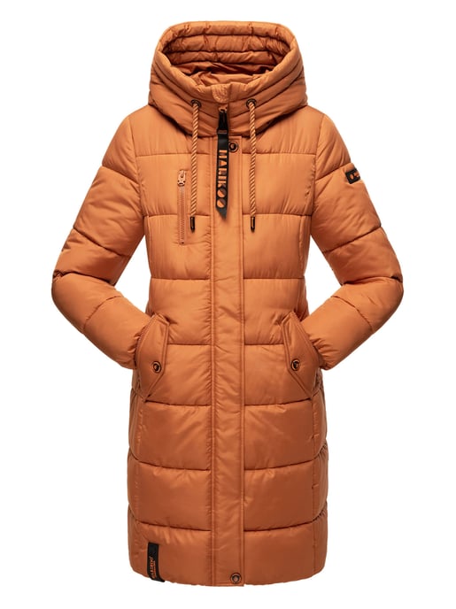 Marikoo women’s winter coat – Long quilted jacket with hood & pockets - Image 1