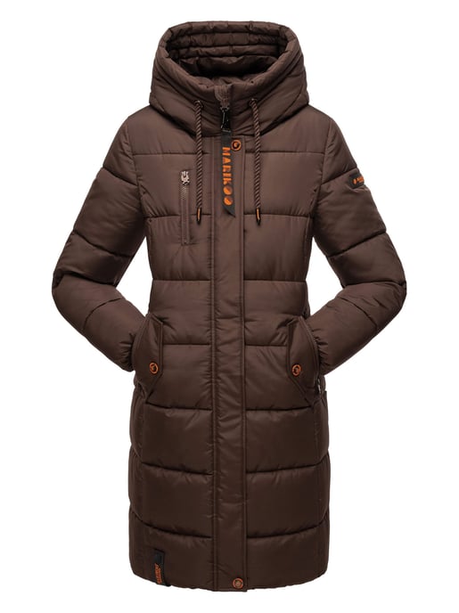 Marikoo women’s winter coat – Long quilted jacket with hood & pockets - Image 1