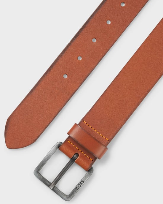 Jeeko with Logo Buckle Leather Belt in Brown - Image 4