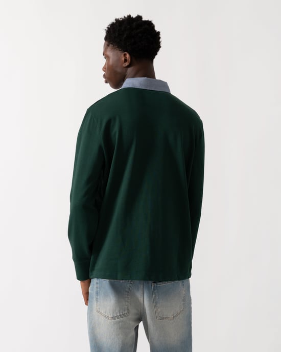 Regular Fit Heavy Rugger in Dark Green - Image 2