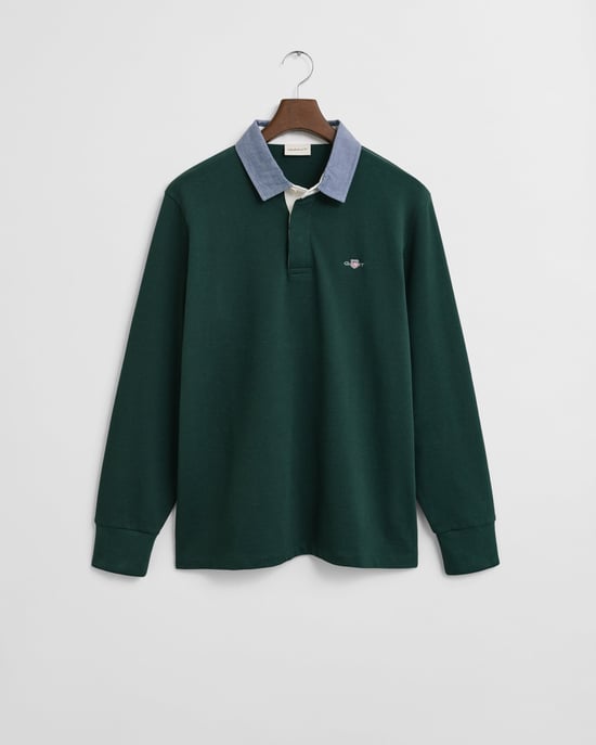 Regular Fit Heavy Rugger in Dark Green - Image 3