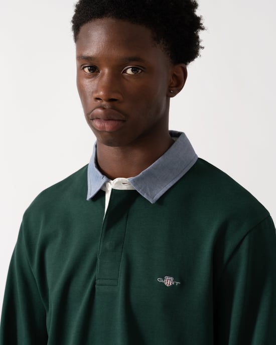 Regular Fit Heavy Rugger in Dark Green - Image 4