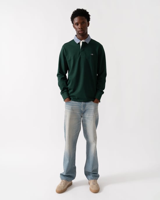 Regular Fit Heavy Rugger in Dark Green - Image 5