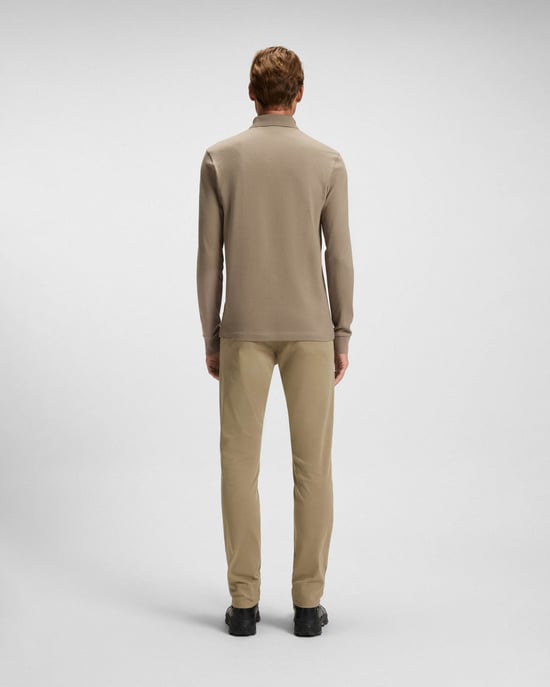 Passerby Long Sleeve Polo Shirt in Tan - Image 2